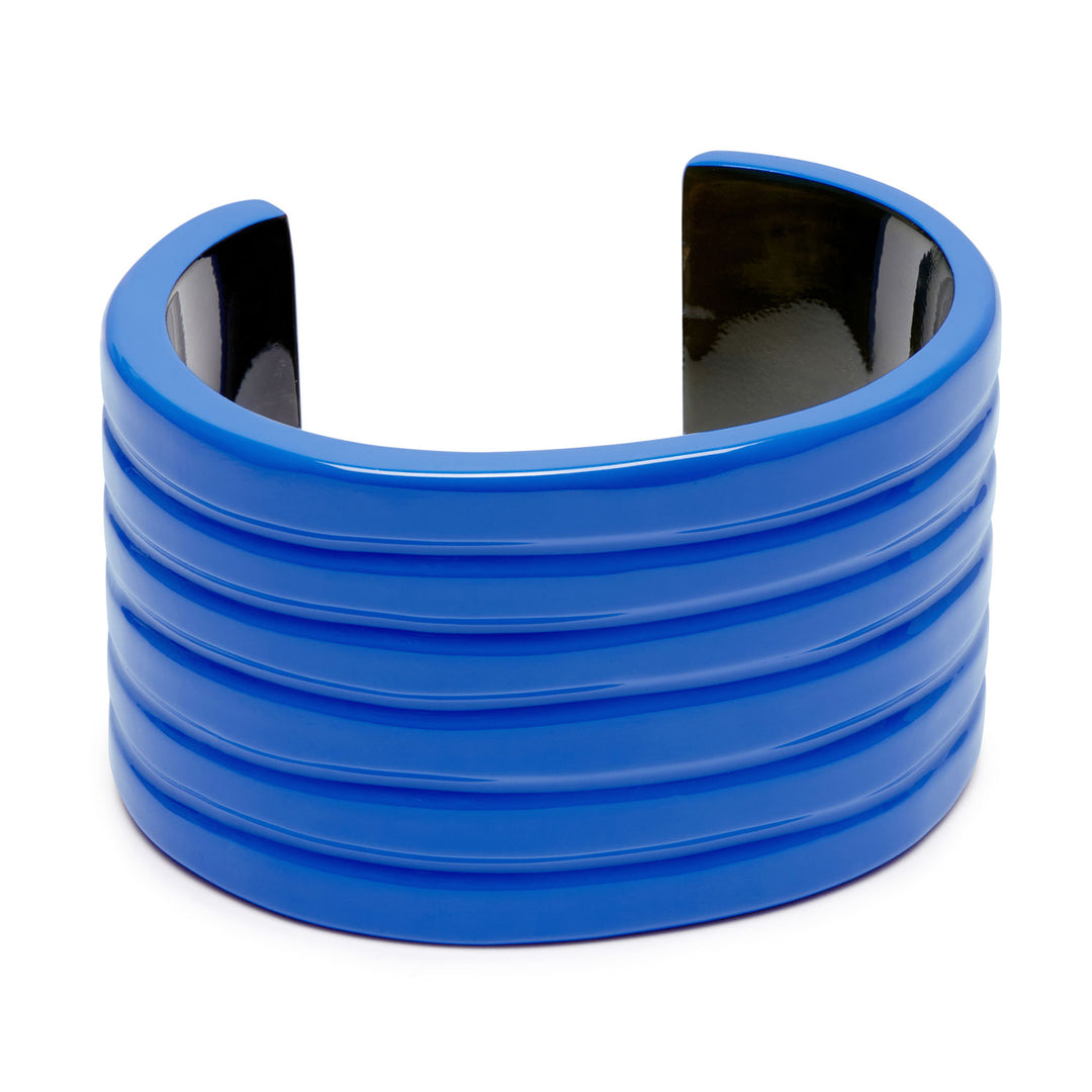 Blue lacquered groove horn cuff