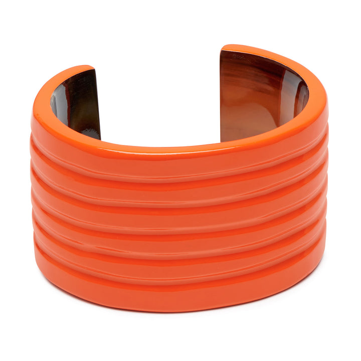 Orange lacquered groove horn cuff