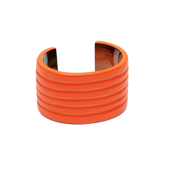 Orange lacquered groove horn cuff