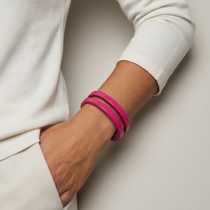 Fuchsia Pink cut-out statement horn cuff