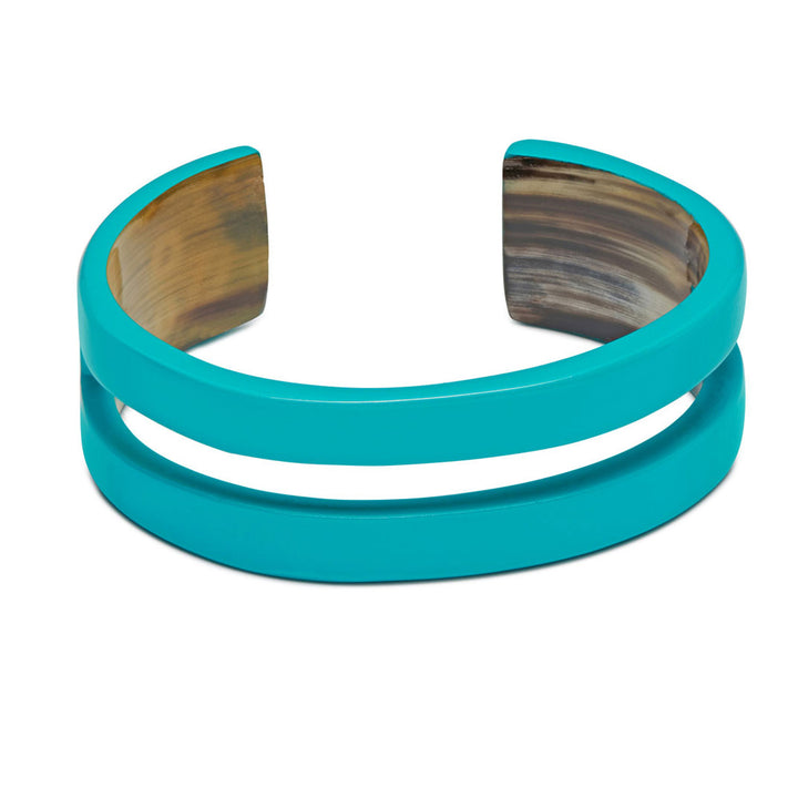 Branch Jewellery Turquoise Blue cut-out cuff lacquered buffalo horn bangle cuff