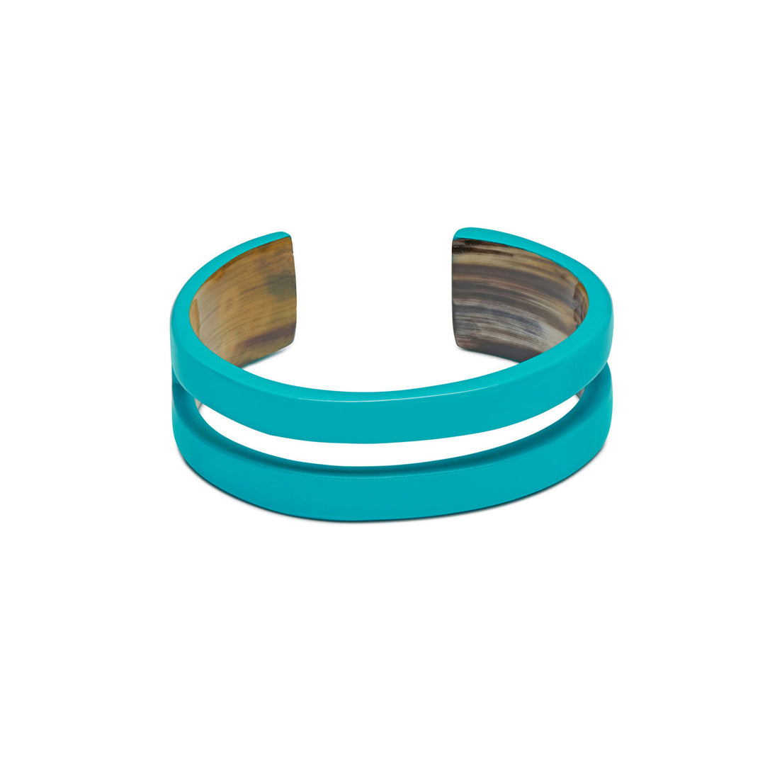 Branch Jewellery Turquoise Blue cut-out cuff lacquered buffalo horn bangle cuff
