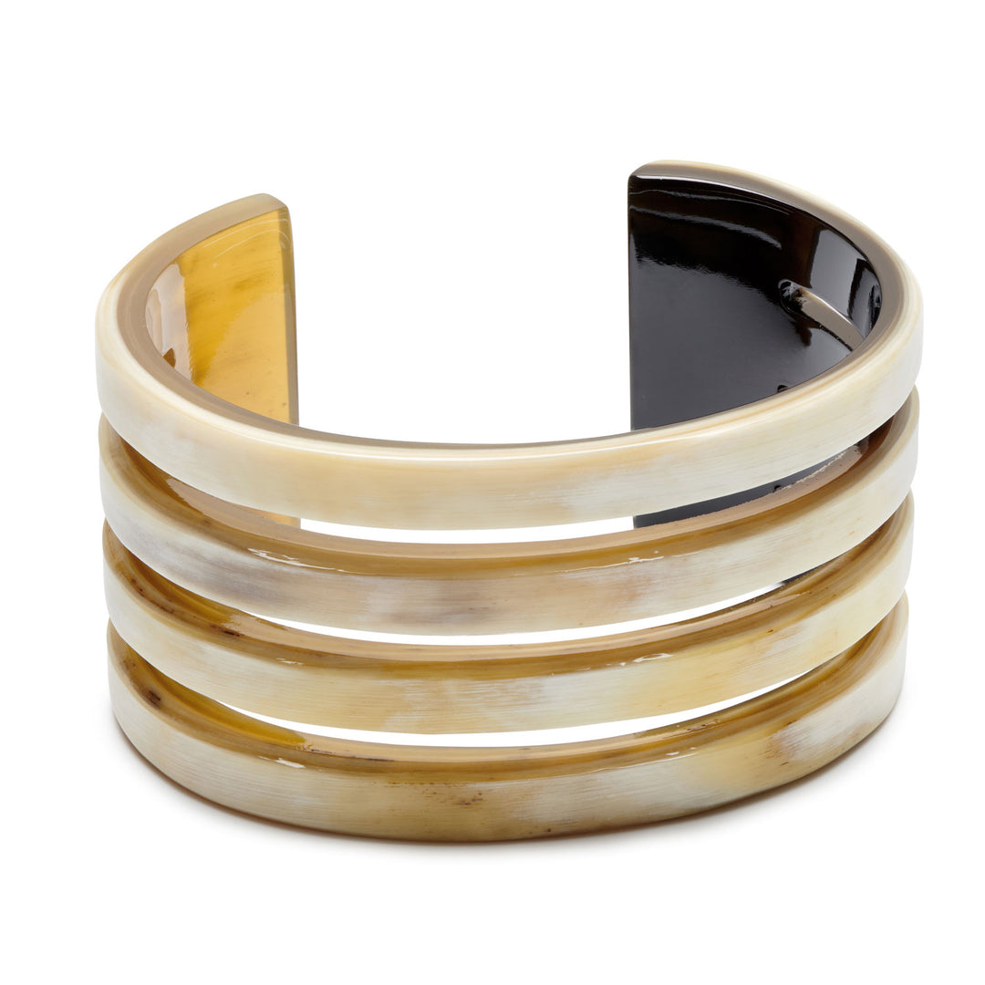 White Natural ribbed horn cuff