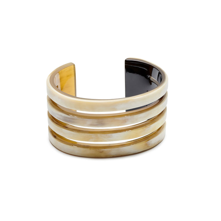 White Natural ribbed horn cuff