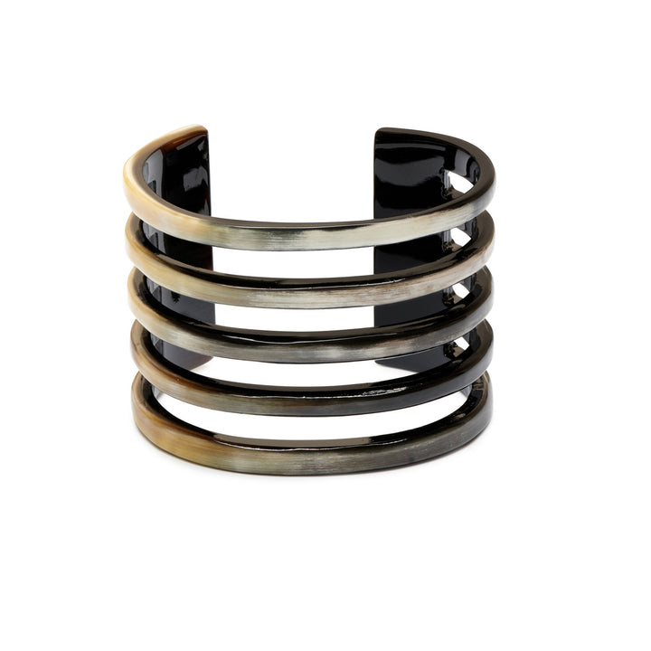 Black Natural wide ribbed horn cuff