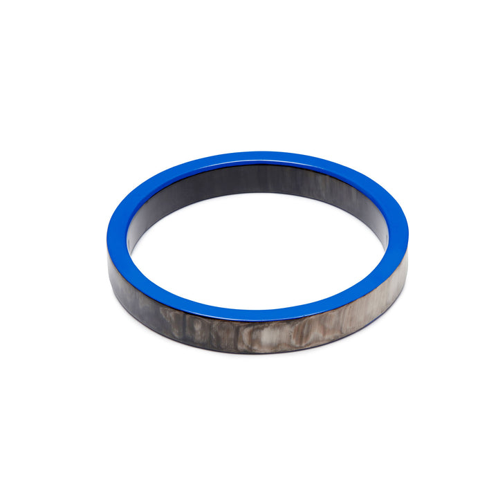 Slim bright blue and black Natural Bangle