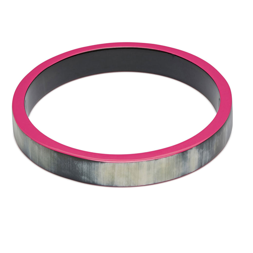 Branch Jewellery Natural horn bangle with Fuchsia Pink lacquered rim