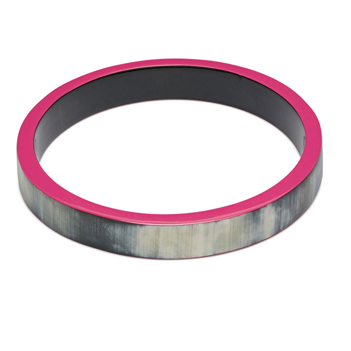 Branch Jewellery Natural horn bangle with Fuchsia Pink lacquered rim