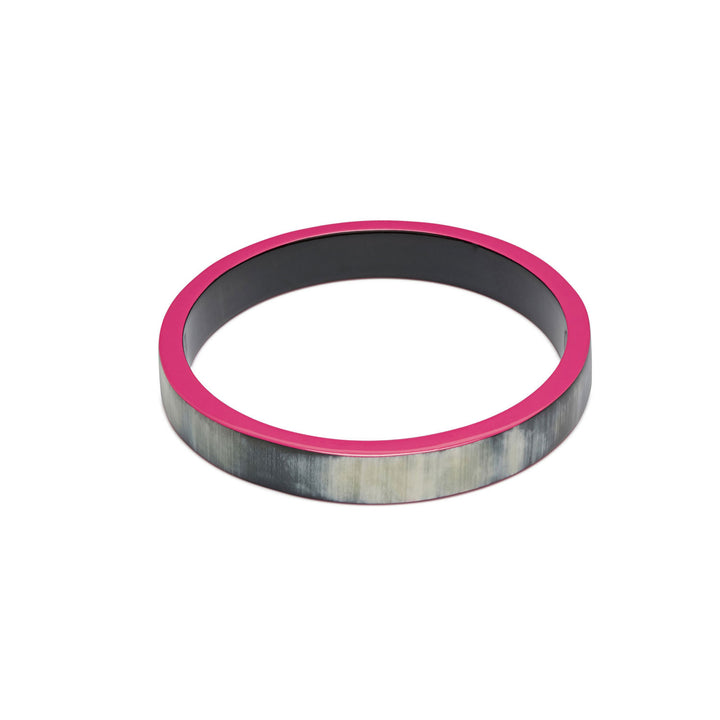 Branch Jewellery Natural horn bangle with Fuchsia Pink lacquered rim