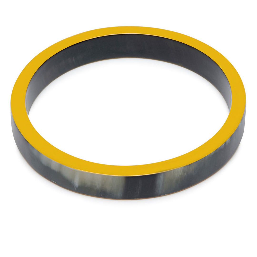Slim Mustard Yellow and Black Natural horn Bangle