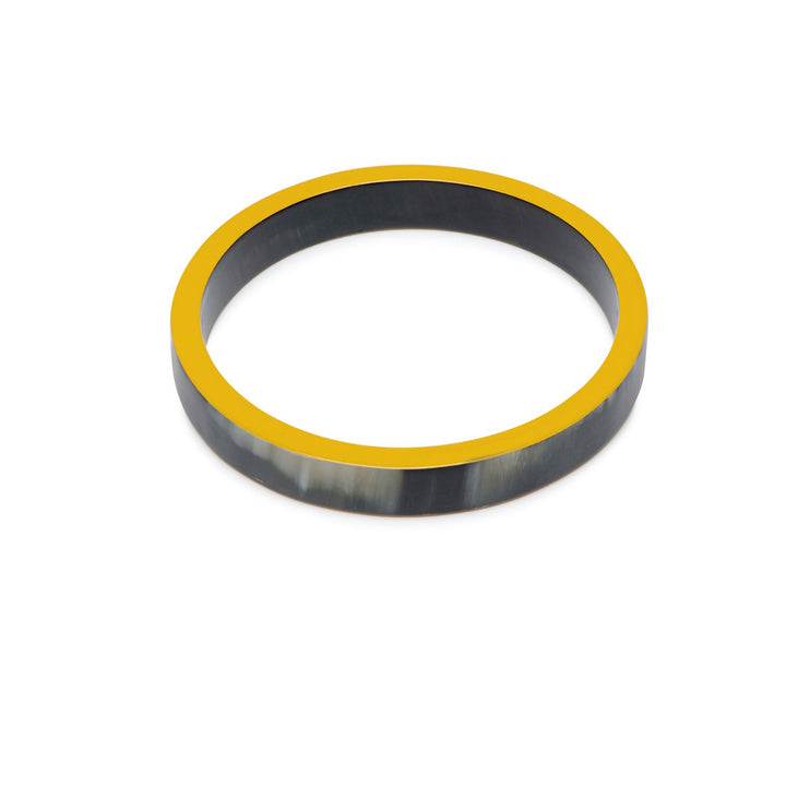 Slim Mustard Yellow and Black Natural horn Bangle