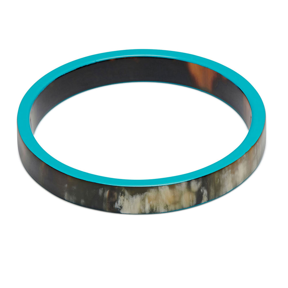Branch Jewellery Natural horn bangle with Turquoise Blue lacquered rim