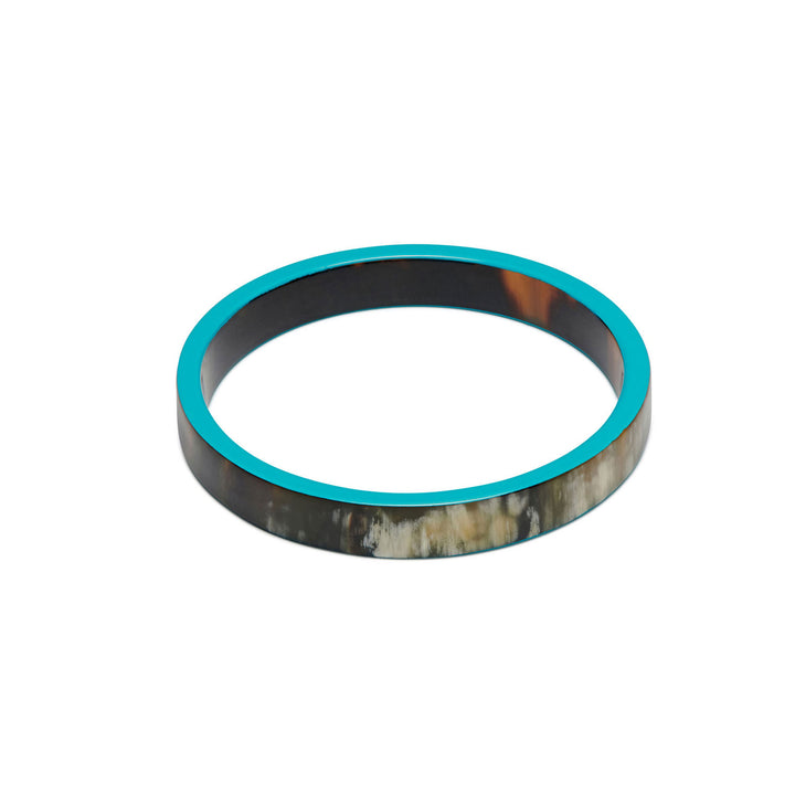 Branch Jewellery Natural horn bangle with Turquoise Blue lacquered rim