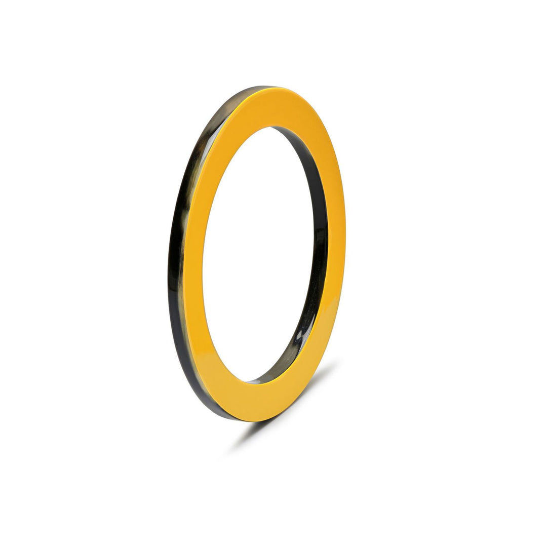 Flat Mustard Yellow and Black horn Bangle