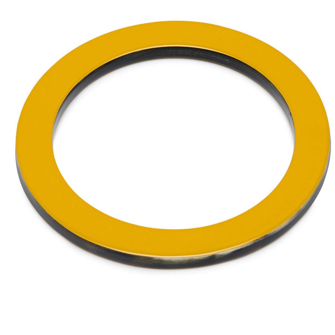 Flat Mustard Yellow and Black horn Bangle