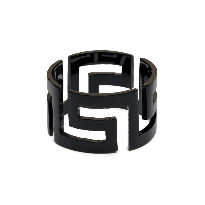 Black patterned Wide horn Bangle