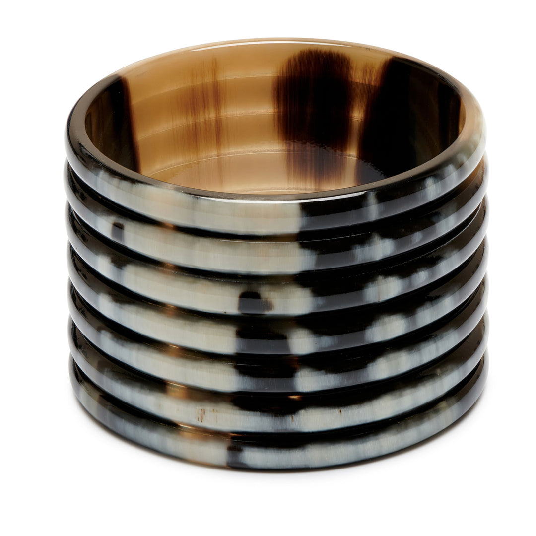 Black Natural ribbed wide horn Bangle