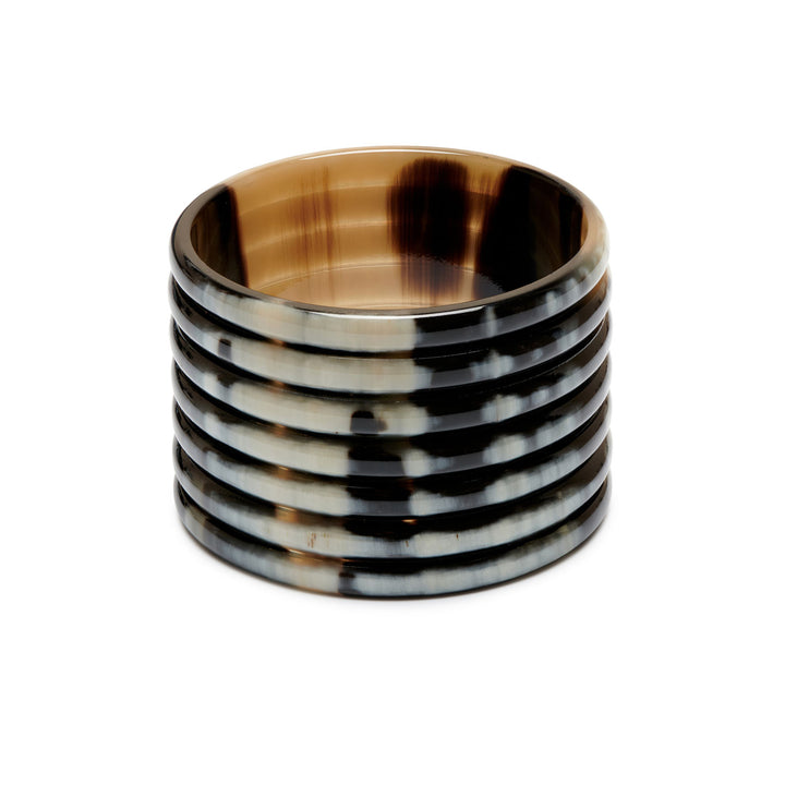 Black Natural ribbed wide horn Bangle