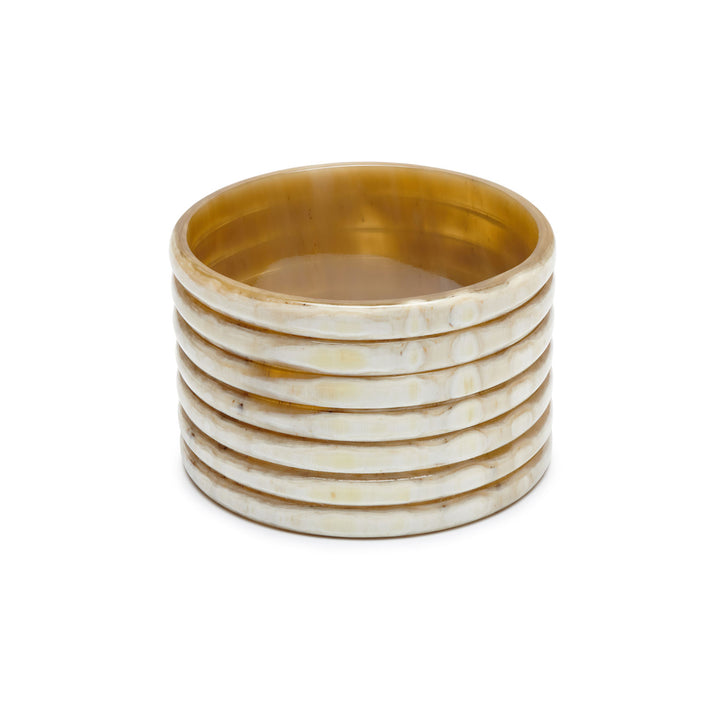 White Natural ribbed Wide horn Bangle