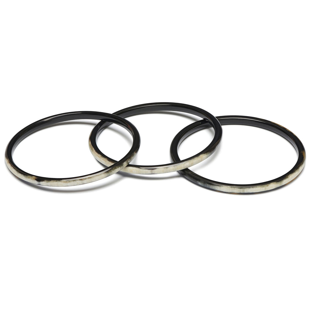 Zuri Set of three Slim Black Natural Horn Bangles