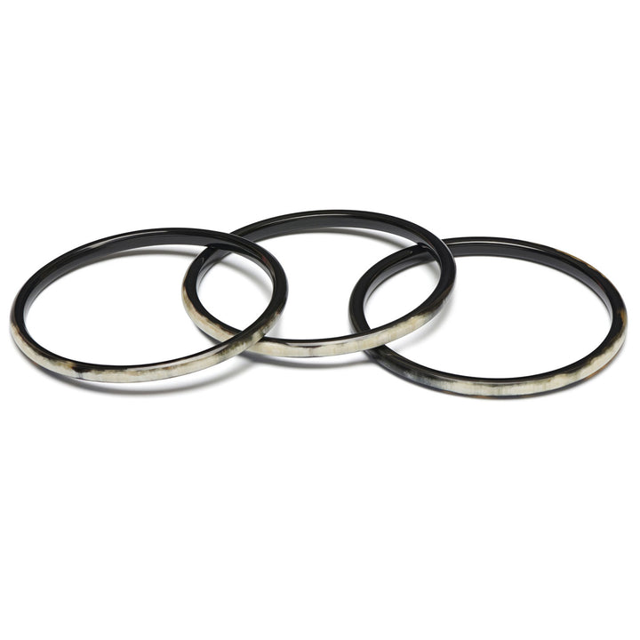 Zuri Set of three Slim Black Natural Horn Bangles