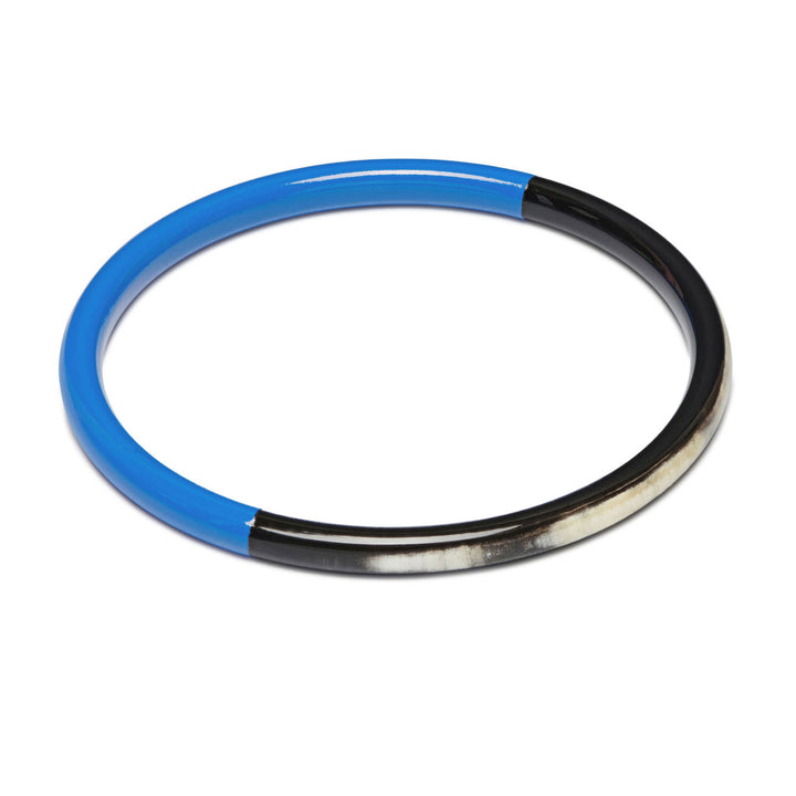 Zuri Bright Blue and Black Slim Horn Bangle