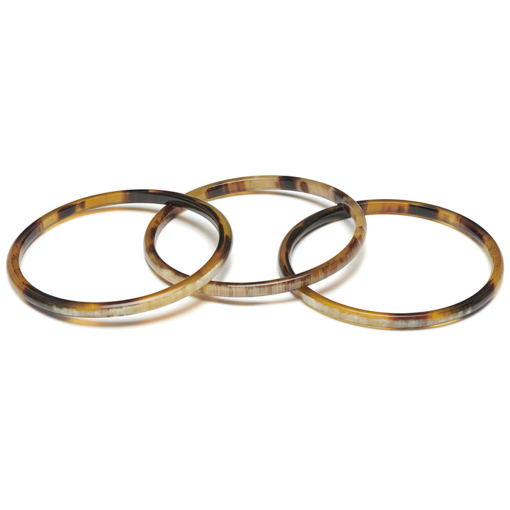 Zuri Set of three Slim Brown Natural Horn Bangles