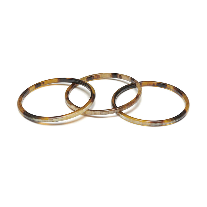Zuri Set of three Slim Brown Natural Horn Bangles