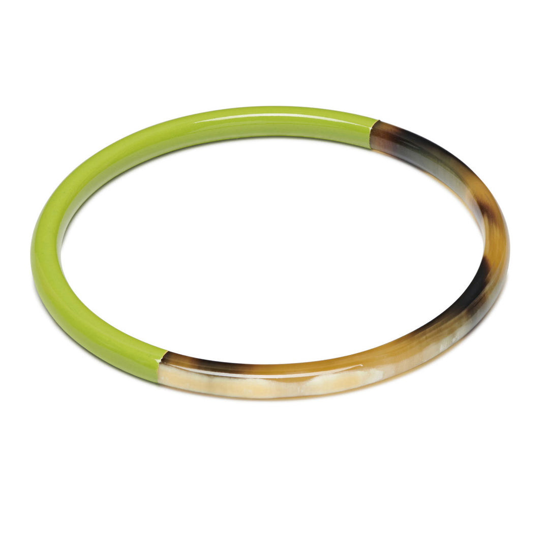 Zuri Lime green and Brown Slim Horn Bangle