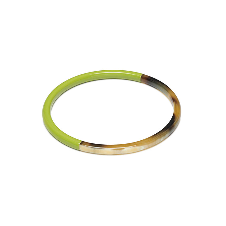 Zuri Lime green and Brown Slim Horn Bangle