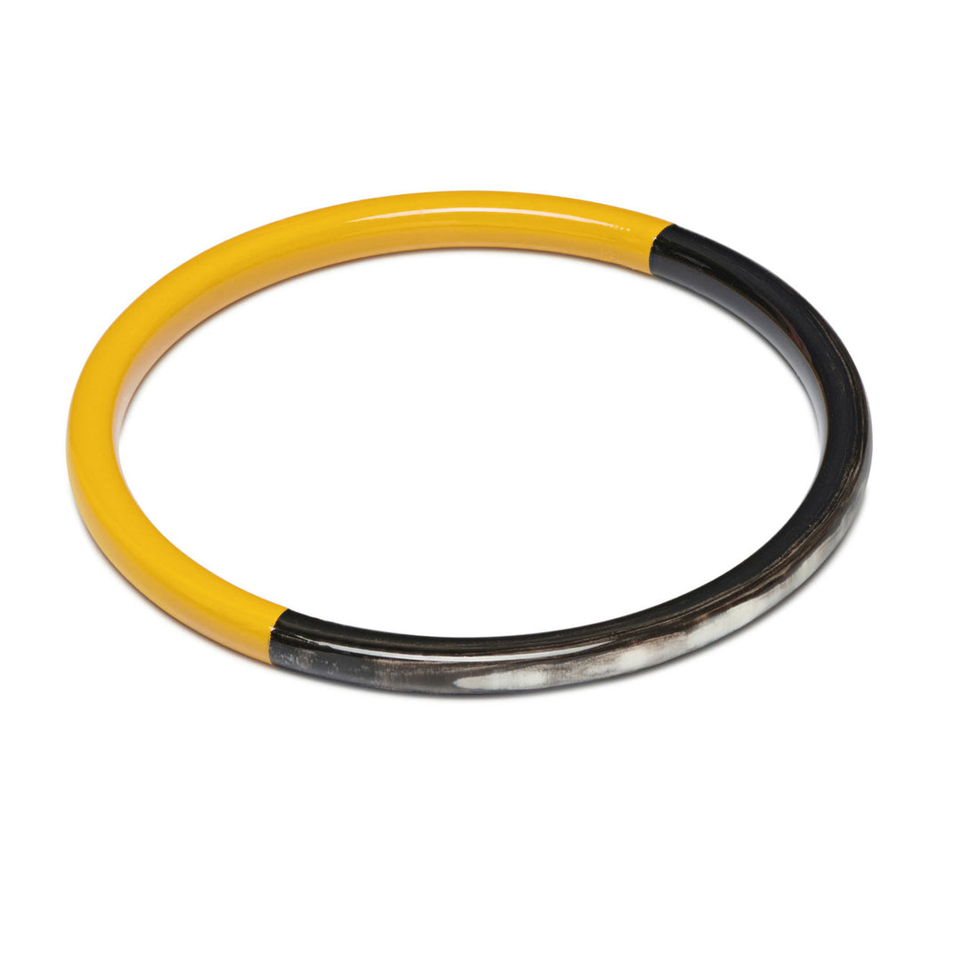 Zuri Bright Mustard Yellow and Black Slim Horn Bangle