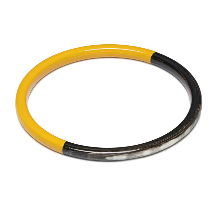 Zuri Bright Mustard Yellow and Black Slim Horn Bangle