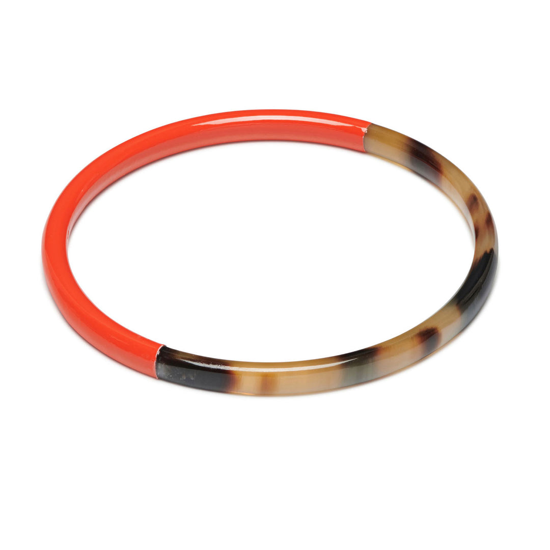 Zuri Orange and Brown Slim Horn Bangle