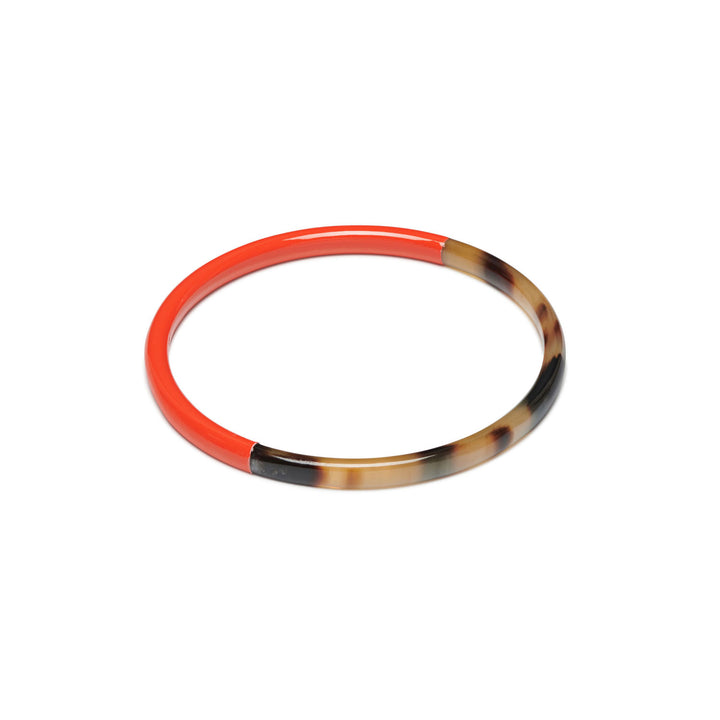 Zuri Orange and Brown Slim Horn Bangle