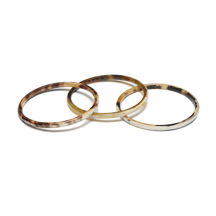 Zuri Set of three Slim White Natural Horn Bangles