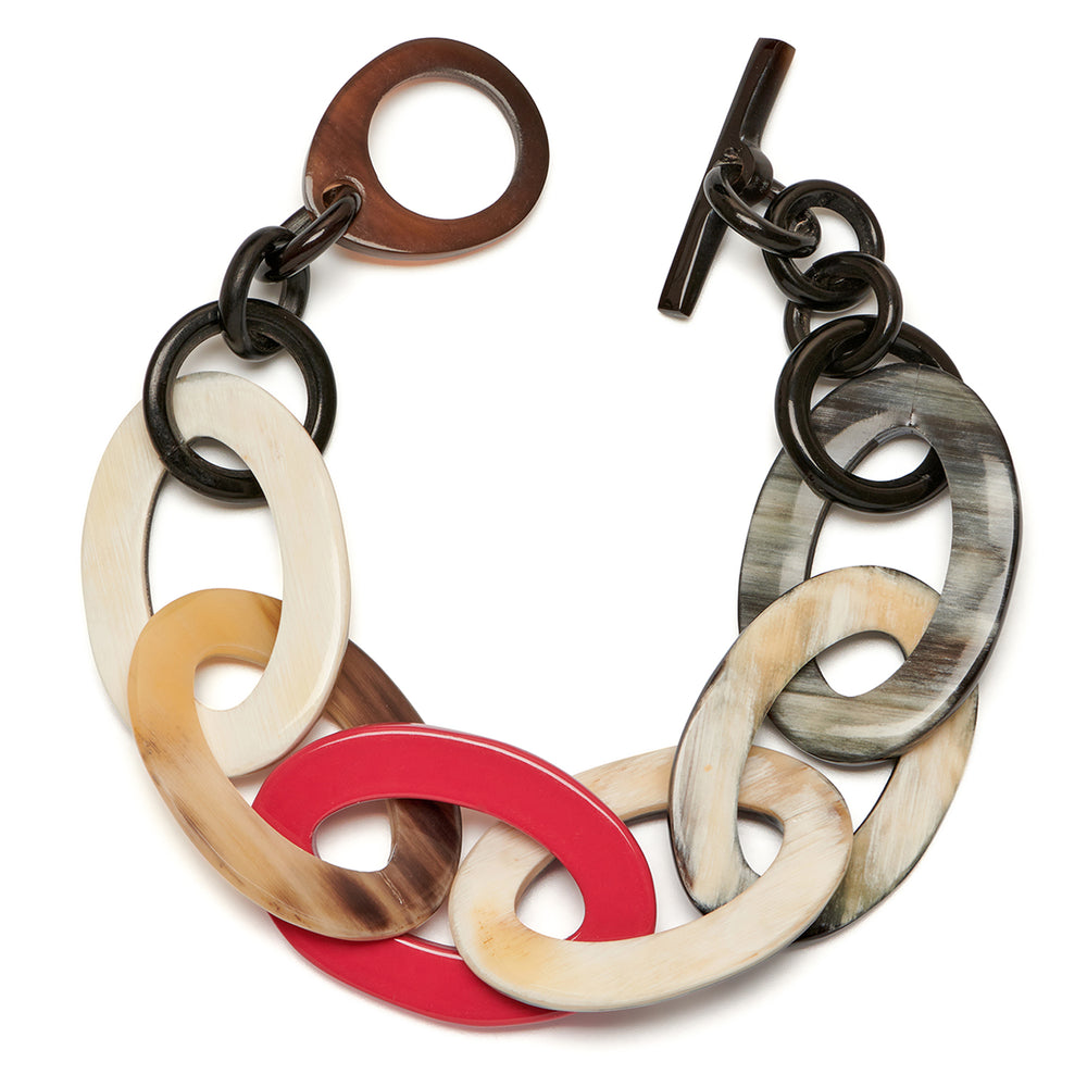 Branch Jewellery - Red Lacquered and Black Natural oval link horn bracelet