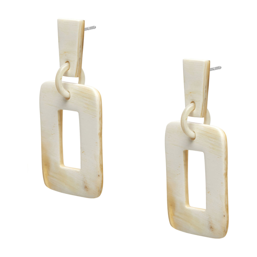 Branch Jewellery - White natural rectangular horn earrings