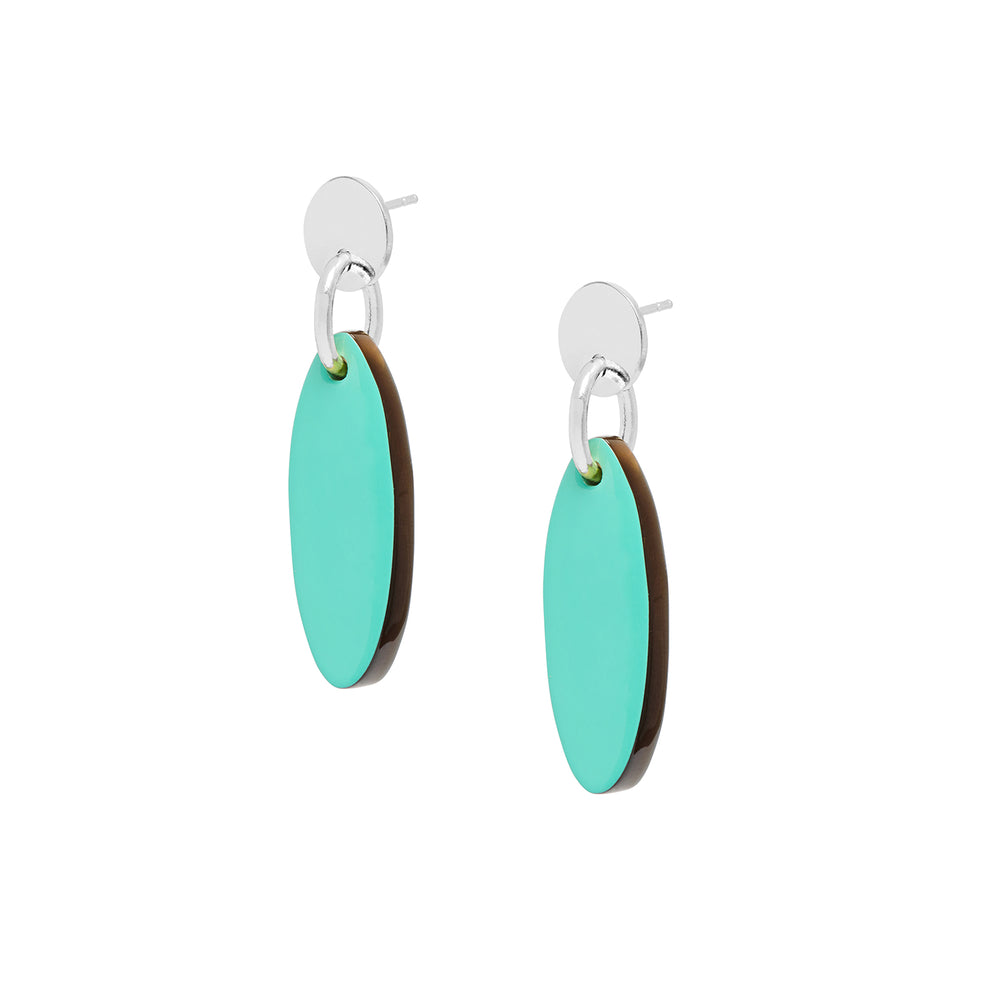 Branch Jewellery - Aquamarine small Oval drop earring - Silver