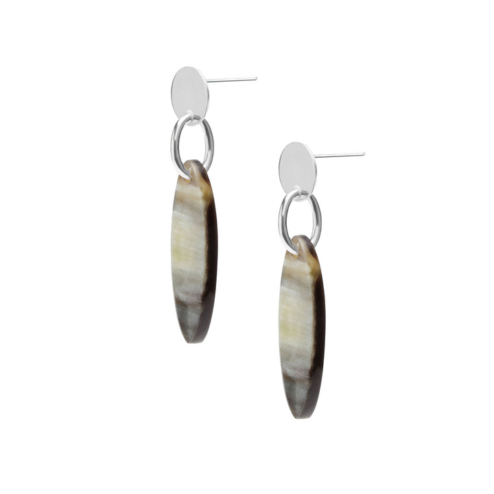 Branch Jewellery - Black Natural and Silver oval drop earring