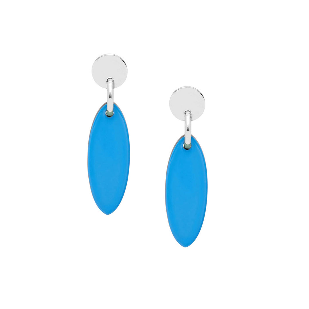 Branch Jewellery - Blue small Oval drop earring - Silver