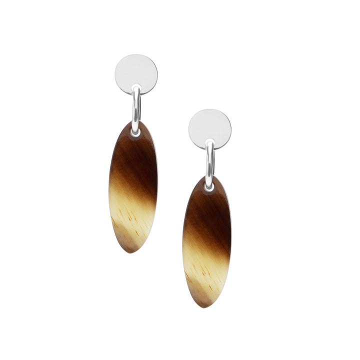 Branch Jewellery - Brown Natural and Silver oval drop earring