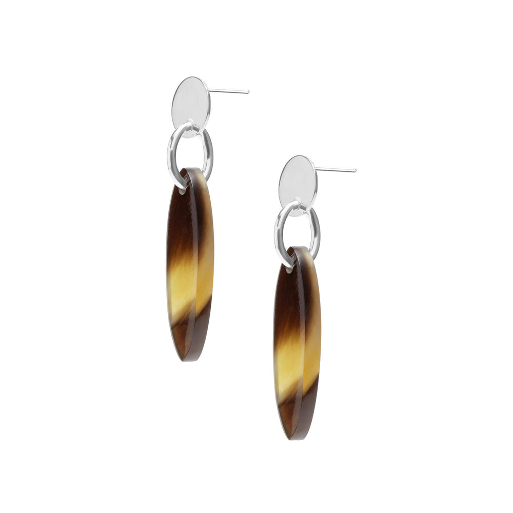 Branch Jewellery - Brown Natural and Silver oval drop earring