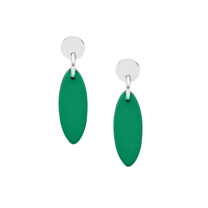Branch Jewellery - Green and Silver oval drop earring