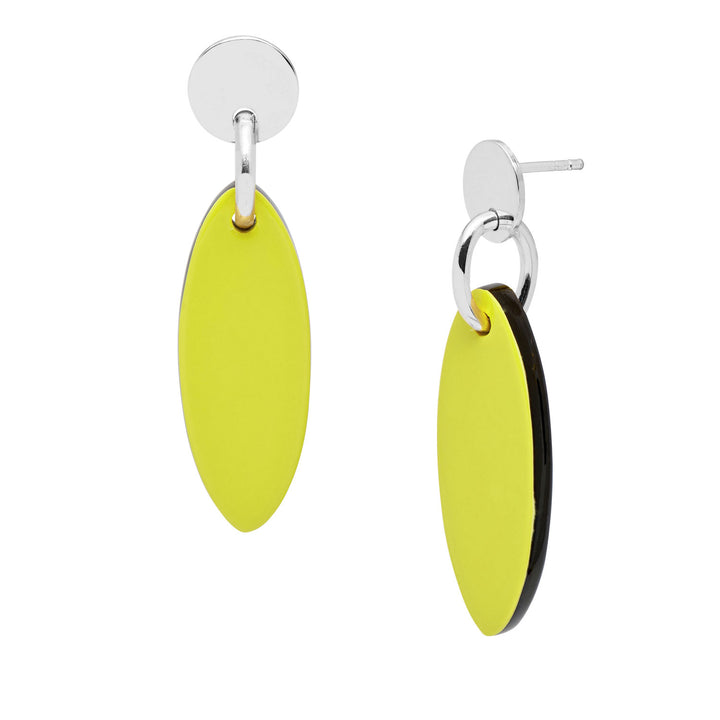 Lime small oval drop earring - Silver