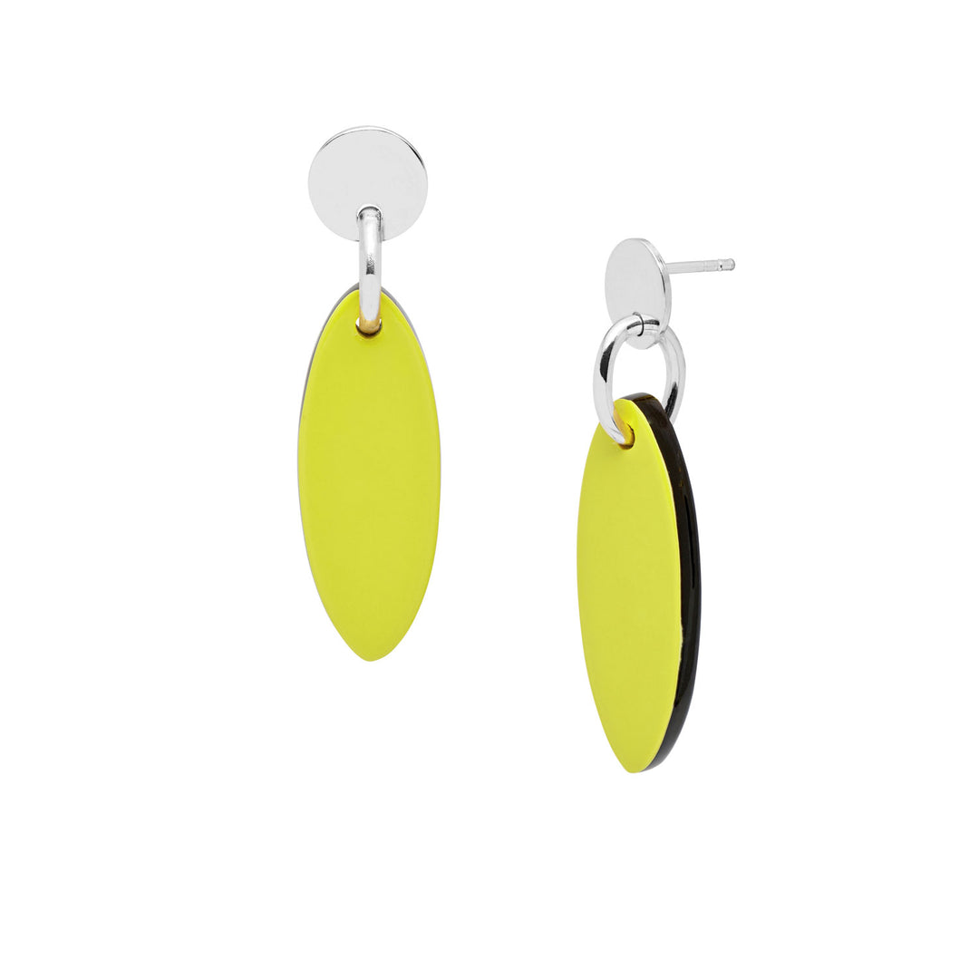 Lime small oval drop earring - Silver