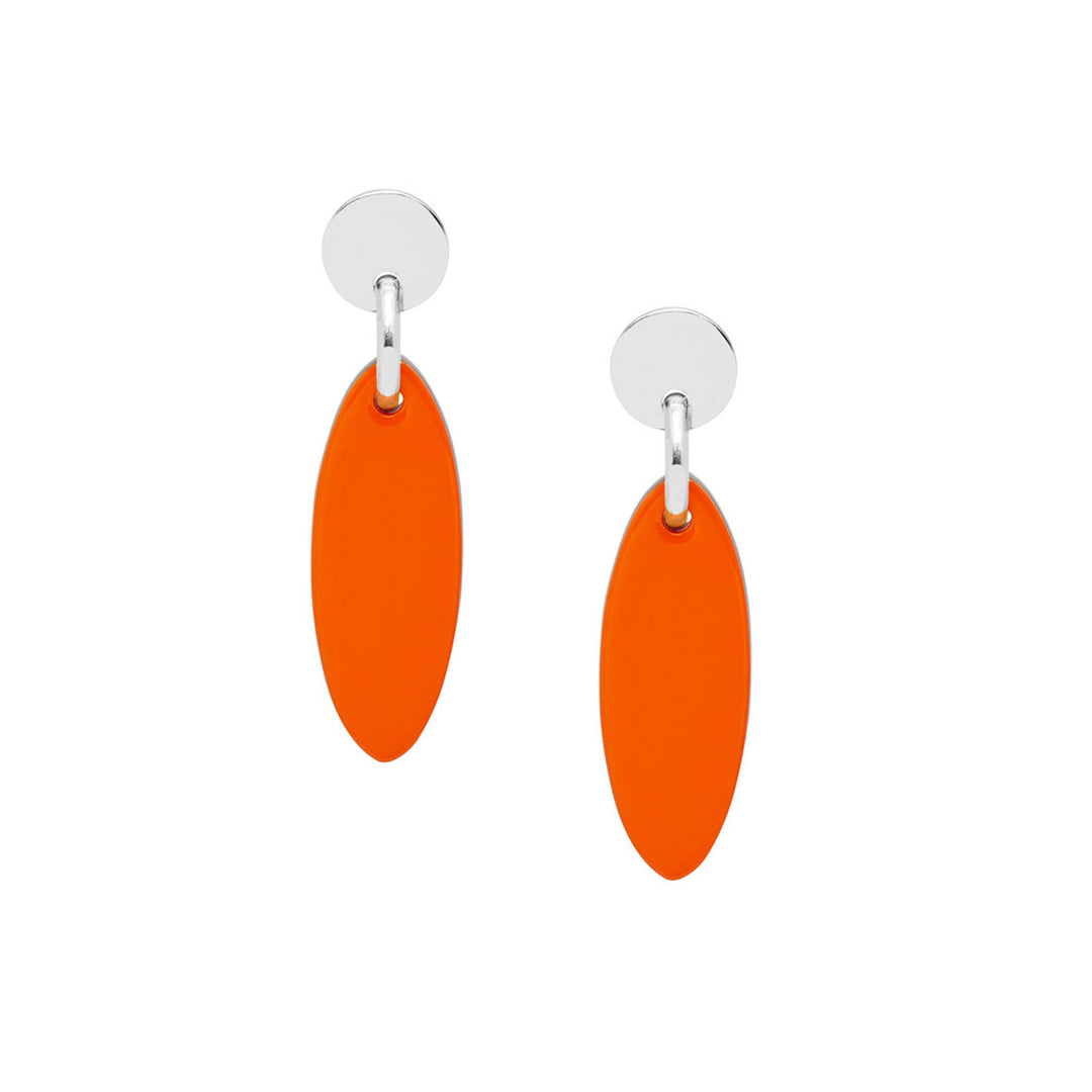 Branch Jewellery - Orange and Silver oval drop earring