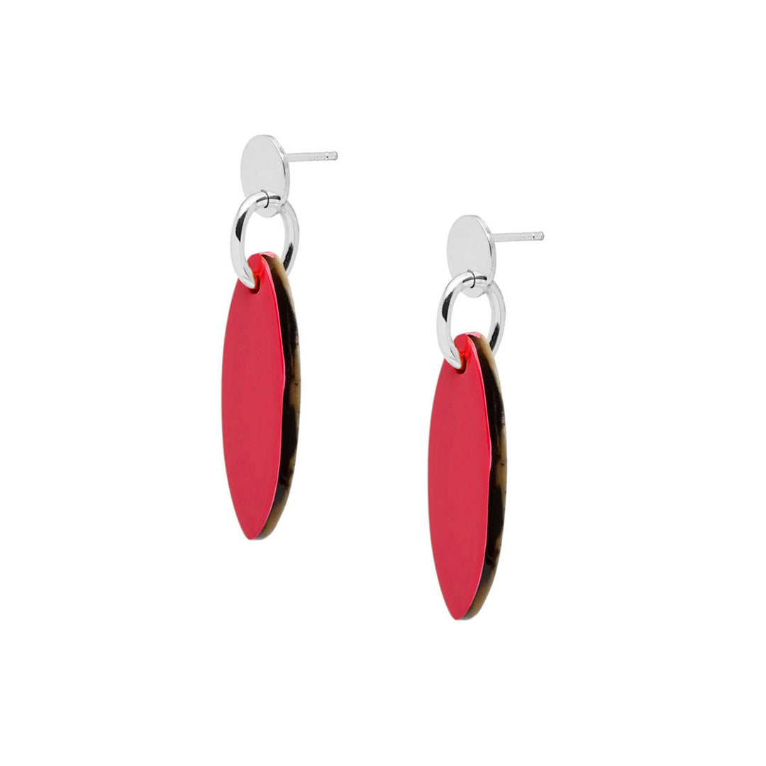 Branch Jewellery - Red and Silver oval drop earring
