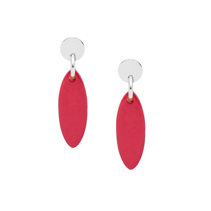 Branch Jewellery - Red and Silver oval drop earring