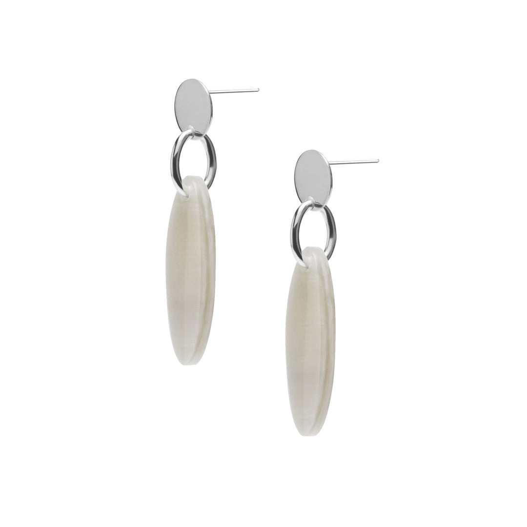 Branch Jewellery - White Natural and Silver oval drop earring