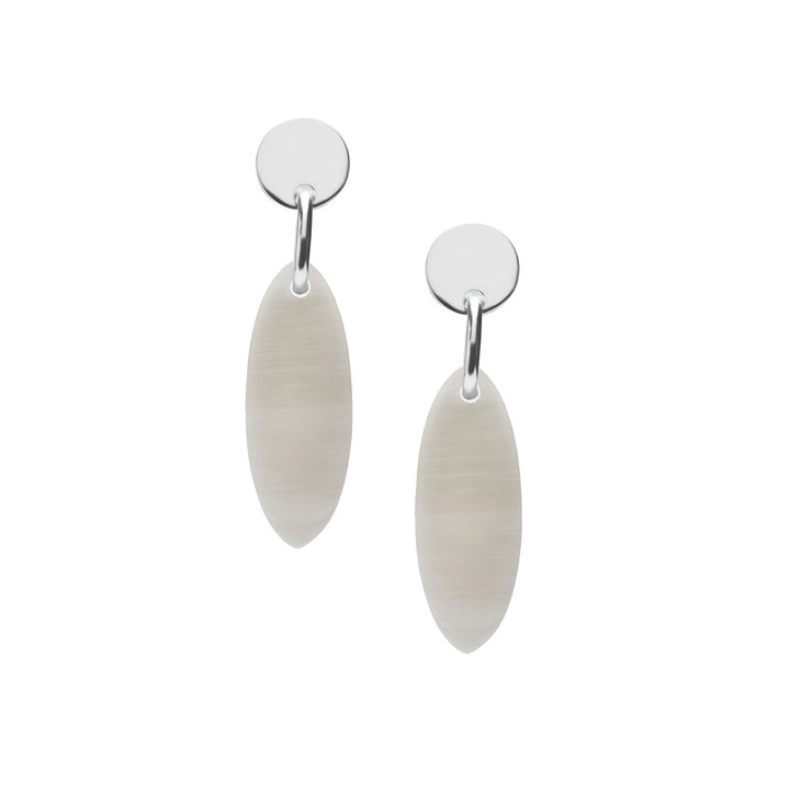 Branch Jewellery - White Natural and Silver oval drop earring